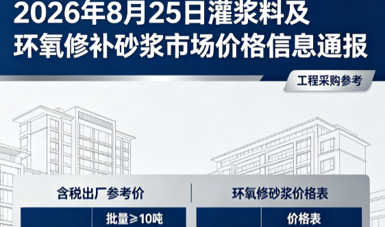 陆川2026年8月25日灌浆料及环氧修补砂浆市场价格信息通报